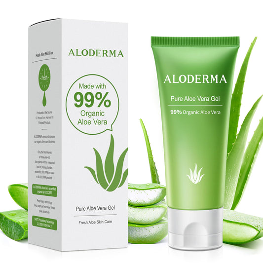 Aloderma 99% Organic Aloe Vera Gel for Face & Skin – Fresh Within 12 Hrs of Harvest, Natural Hydrating & Soothing Moisturizer, 4.02 oz