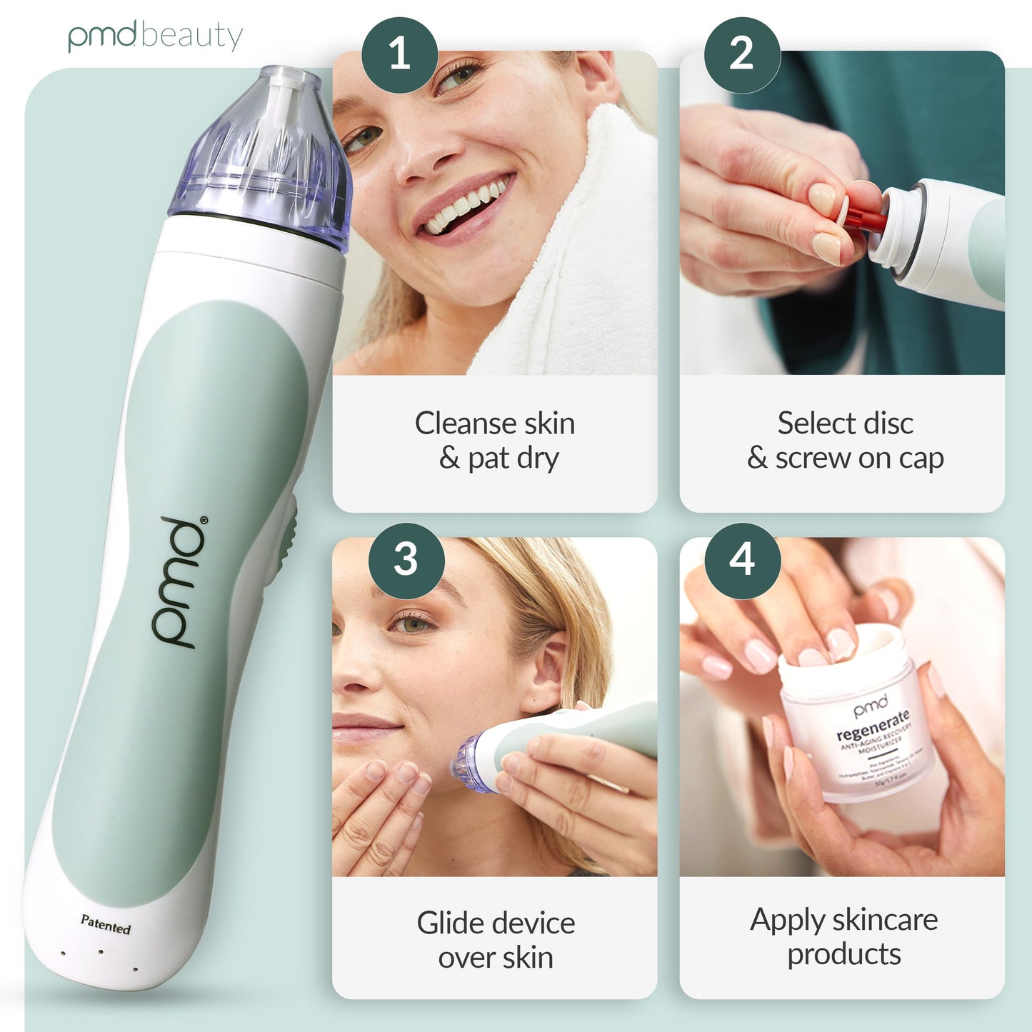 PMD Personal Microderm Classic for At-Home Use, Facial Exfoliator Tool, Microdermabrasion Machine Kit for Face and Body Skincare, Grey