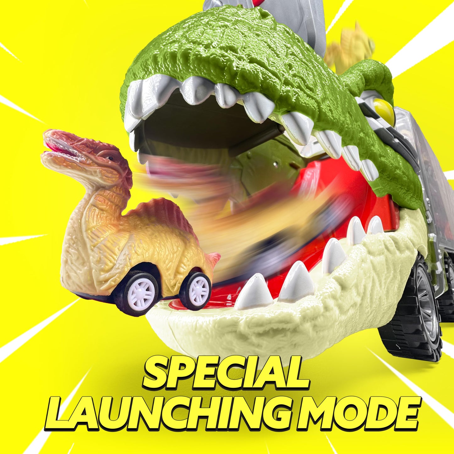 JOYIN 13-in-1 Dinosaur Toy Set for Kids 3-5 – Truck with 12 Pull-Back Cars, Transport Carrier, Birthday & Christmas Gift for Boys