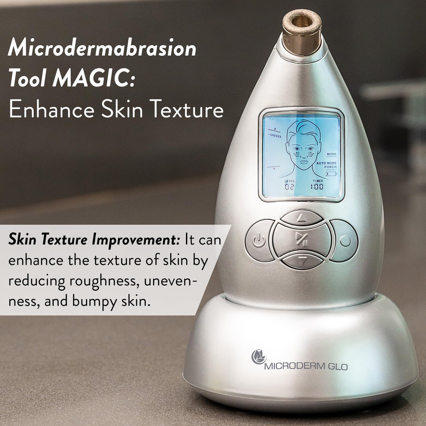 Microderm GLO Diamond Microdermabrasion Kit – Home Facial Machine, Blackhead Remover, Exfoliator for Acne Scars & Anti-Aging