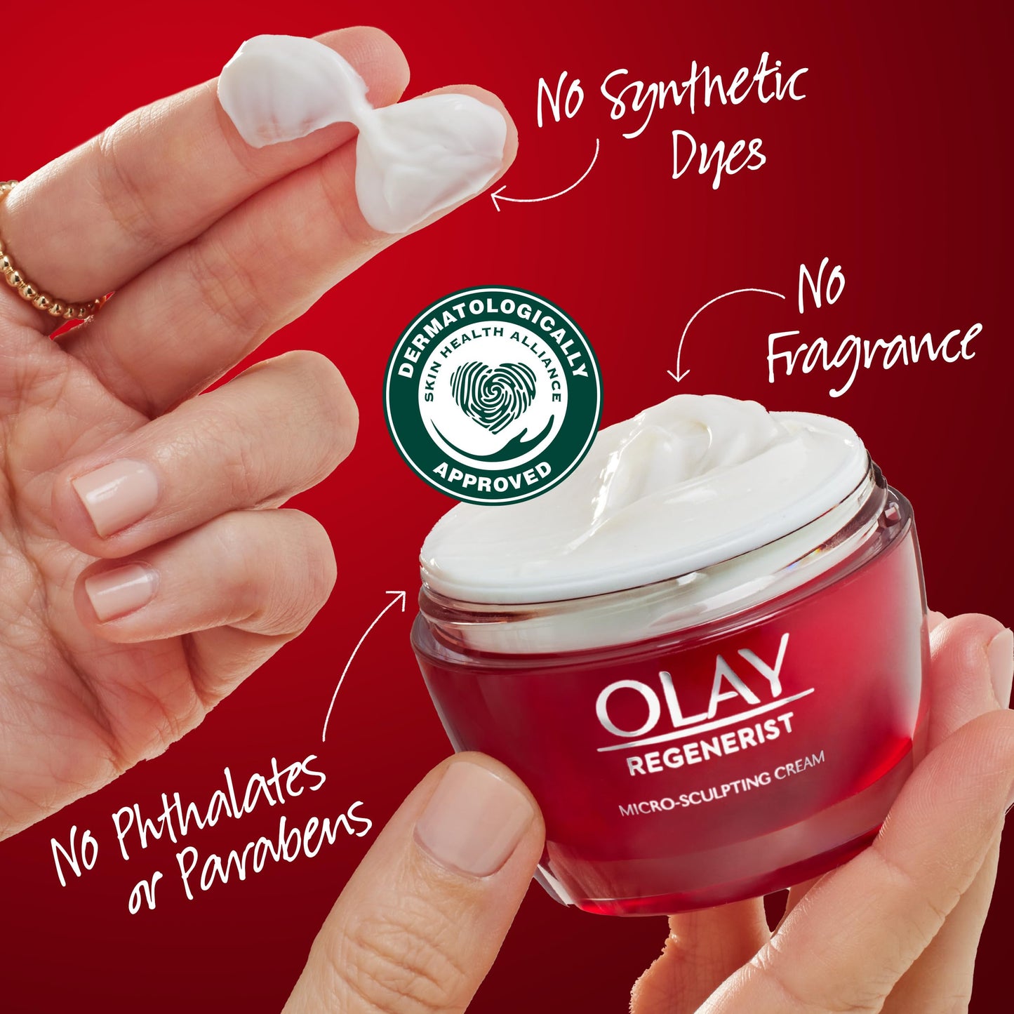 Olay Regenerist Micro-Sculpting Face Cream for Women, Fragrance-Free, Hydrating Anti-Aging Moisturizer with Hyaluronic Acid, 1.7 oz
