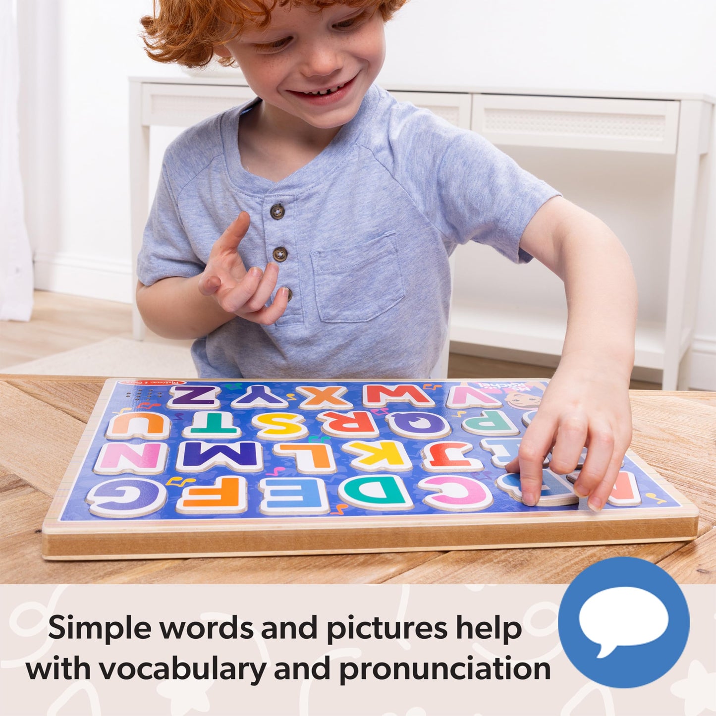 Melissa & Doug Ms. Rachel Wooden Phonics Alphabet Sound Puzzle – 24-Piece Toddler Toy with Light-Activated Sounds, Ages 2+, FSC Certified