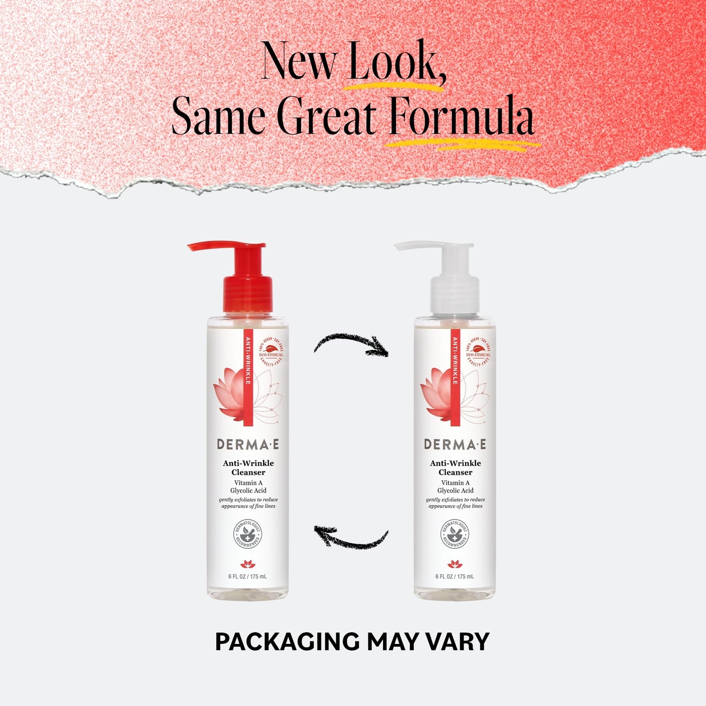 Derma E Anti-Wrinkle Cleanser – Gentle Anti-Aging Face Wash with Glycolic Acid & Vitamin A, Removes Makeup, Oil & Impurities, 6 oz