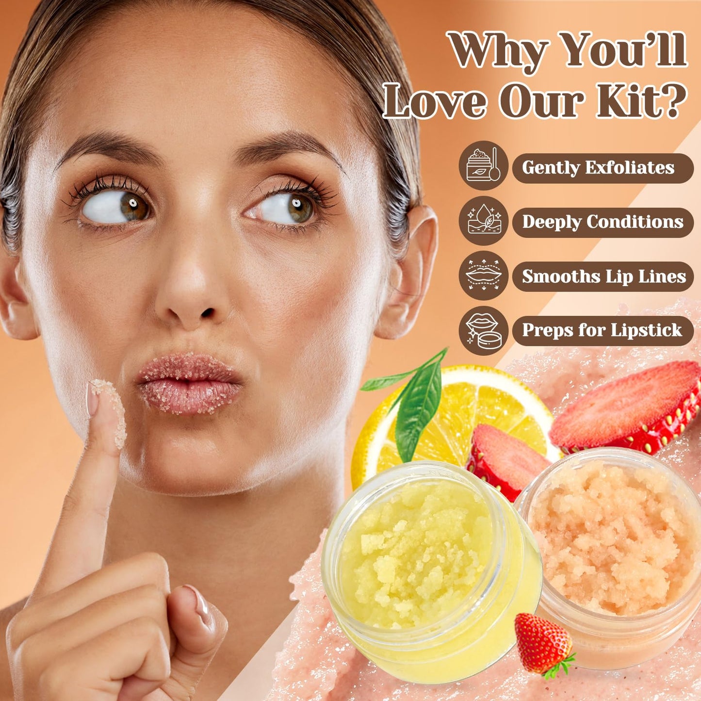 JUYRLE DIY Sugar Lip Scrub Kit, 35pcs – Make Your Own Moisturizing & Exfoliating Lip Scrubs with Shea Butter, Almond & Essential Oils