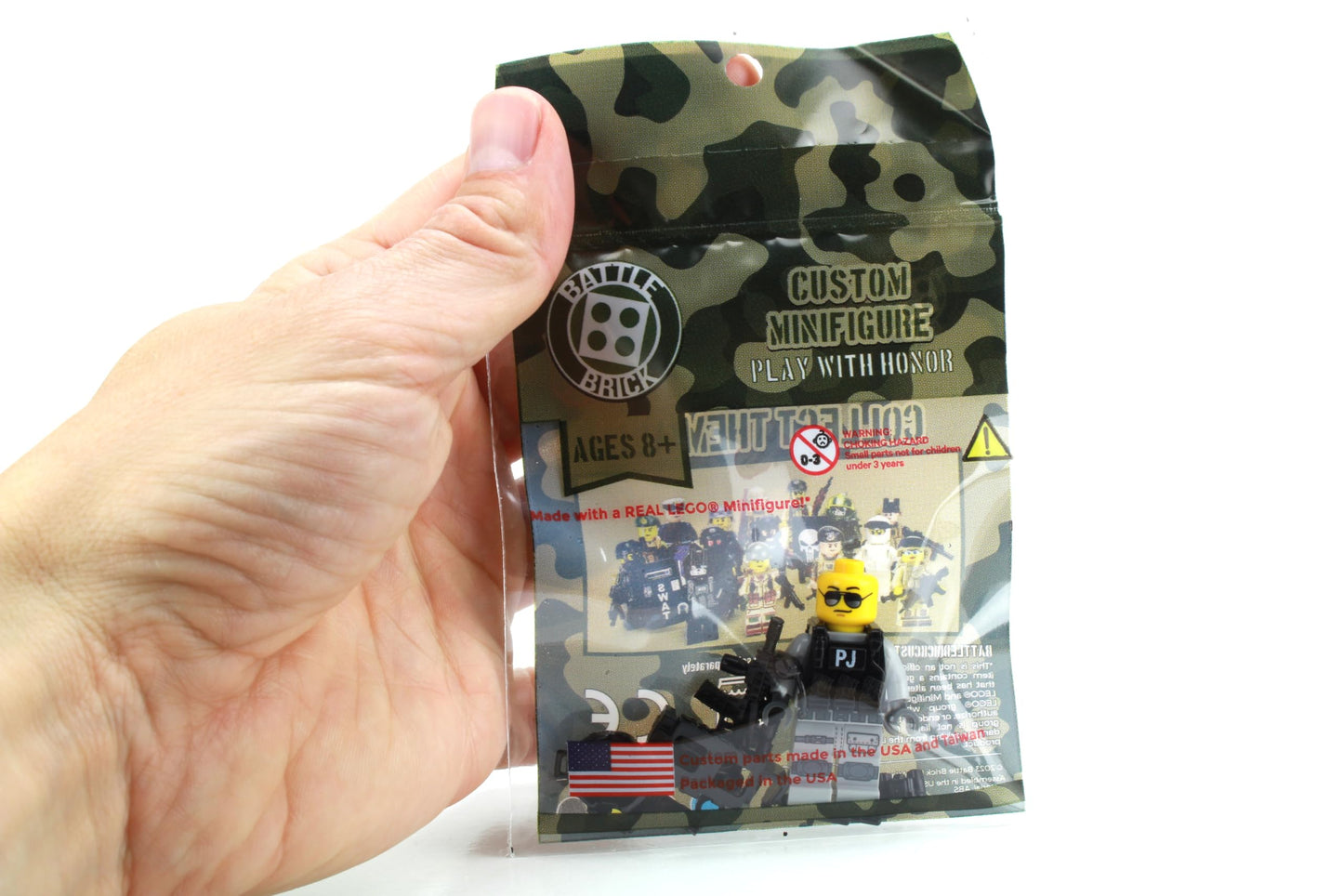 Battle Brick 1.6" US Air Force PJ Pararescue Soldier Minifigure with Accessories | Made in USA | Military Gift for Ages 10+