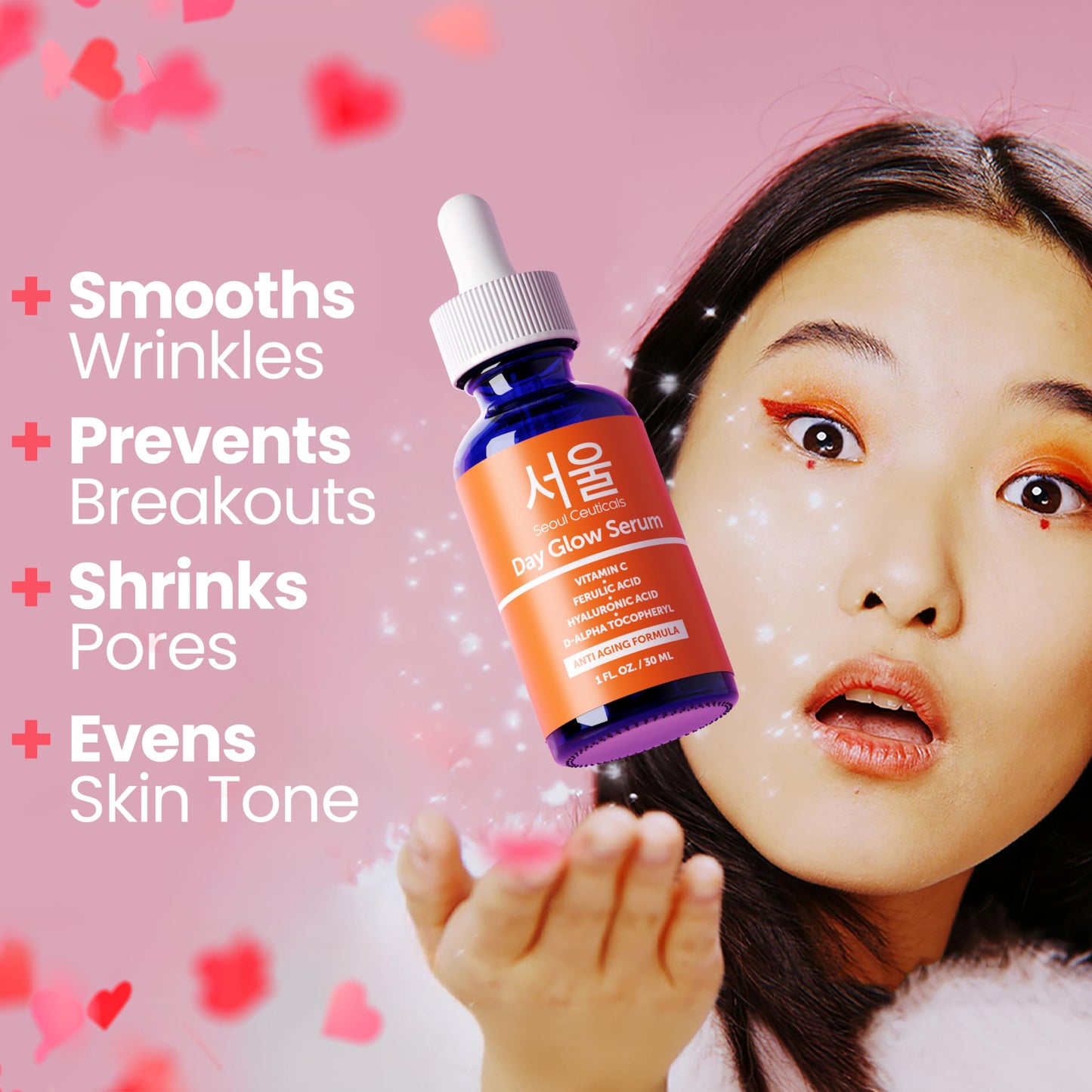 SeoulCeuticals Korean Skin Care 20% Vitamin C Hyaluronic Acid Serum + CE Ferulic Acid - Potent Anti Aging, Anti Wrinkle Korean Beauty 1oz