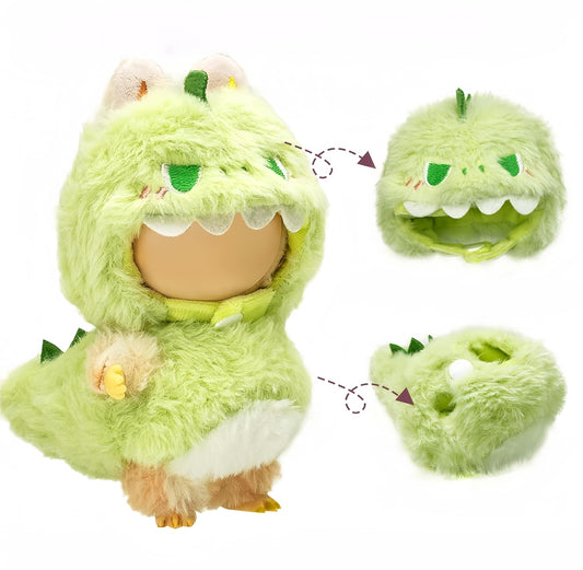 Jrelecs Dinosaur Doll Outfit for 17cm/6.7" Labubu Dolls – 2-Piece Hat & Clothing Set, Cute Stylish Clothes Accessories (Doll Not Included)