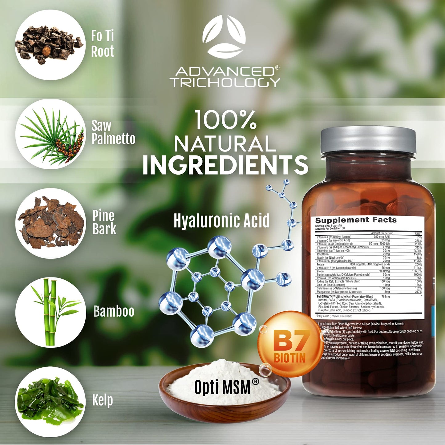 Advanced Trichology FoliGROWTH Hair Growth Supplement – Promotes Thicker, Fuller Hair, Supports Thinning Hair, AHLA Approved, 90 Capsules, 1 Pack