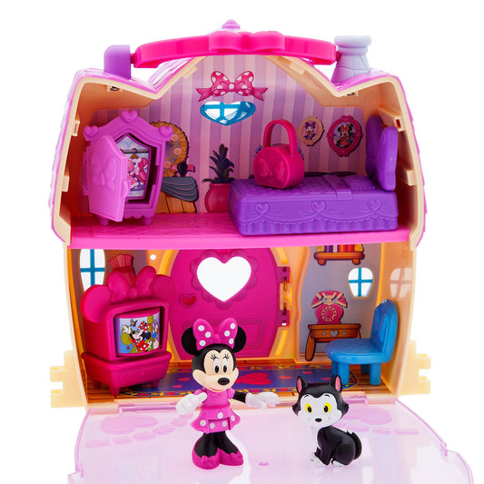 Disney Store Minnie Mouse Clubhouse Playset - Interactive Toy House with Poseable Minnie & Cat Figures, 13-Piece Set for Toddlers