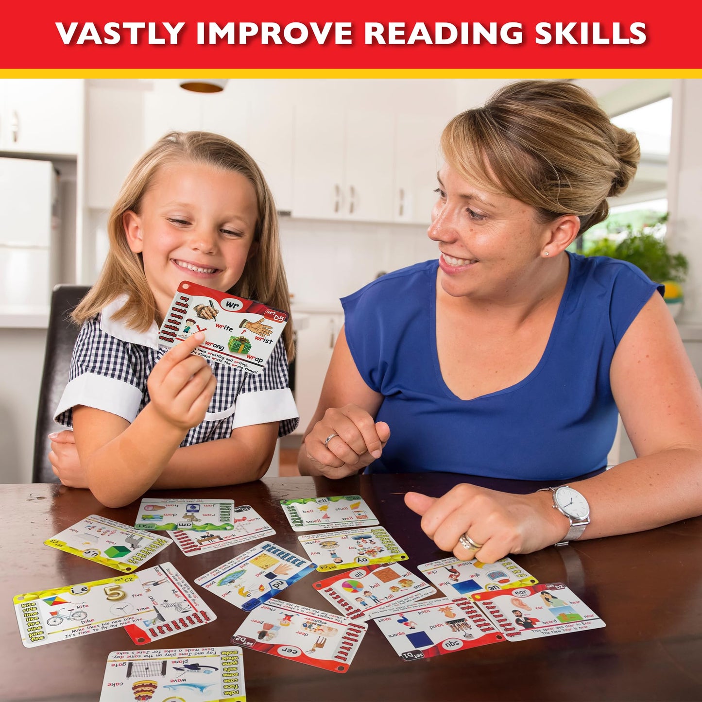 Phonics Flash Cards for Kids 4-8 – 20-Stage Spaced Repetition System, CVC, Digraphs, Blends & Long Vowels, Reading Games for K-2