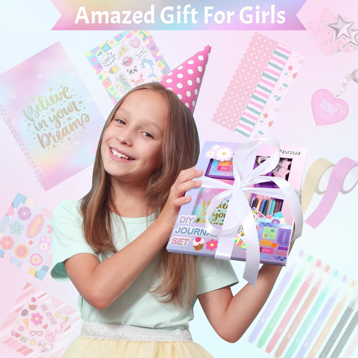 Nsrzua DIY Journal Kit for Girls,Toys for Ages 8-14 and Birthday Gifts for Girls