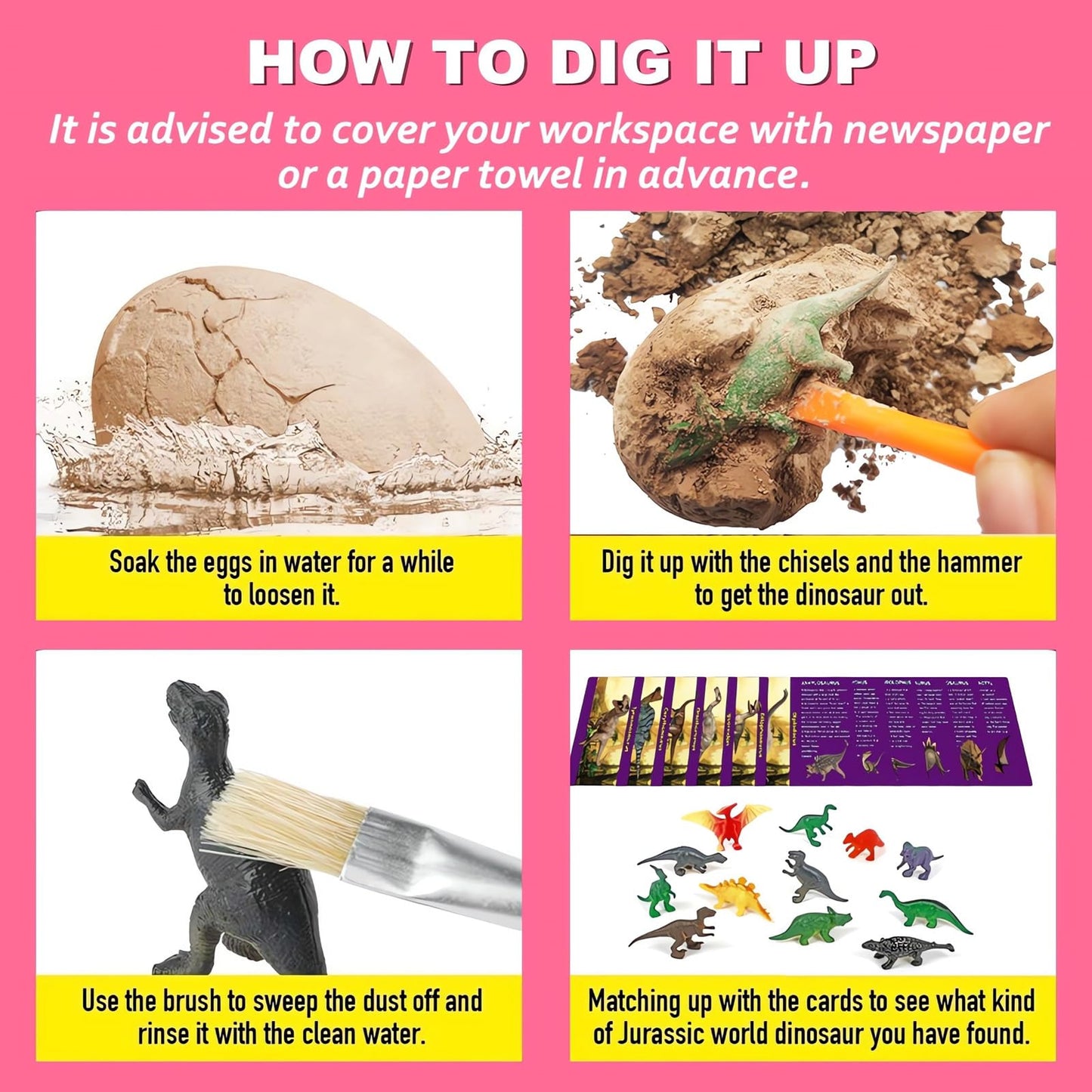 Dino Eggs Dig Kit 12-Pack – Dinosaur Excavation Science Kits for Kids 3-12, Easter Basket & Stocking Stuffer Toys for Boys & Girls