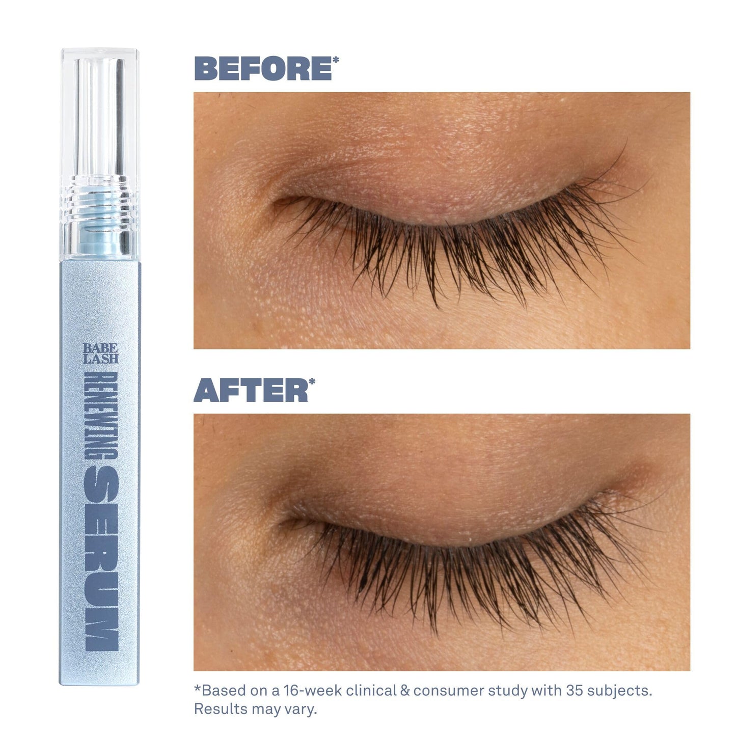 BABE ORIGINAL Renewing Lash Serum – Peptide Eyelash Treatment for Fuller, Longer Natural Lashes, Nourishing & Cruelty-Free