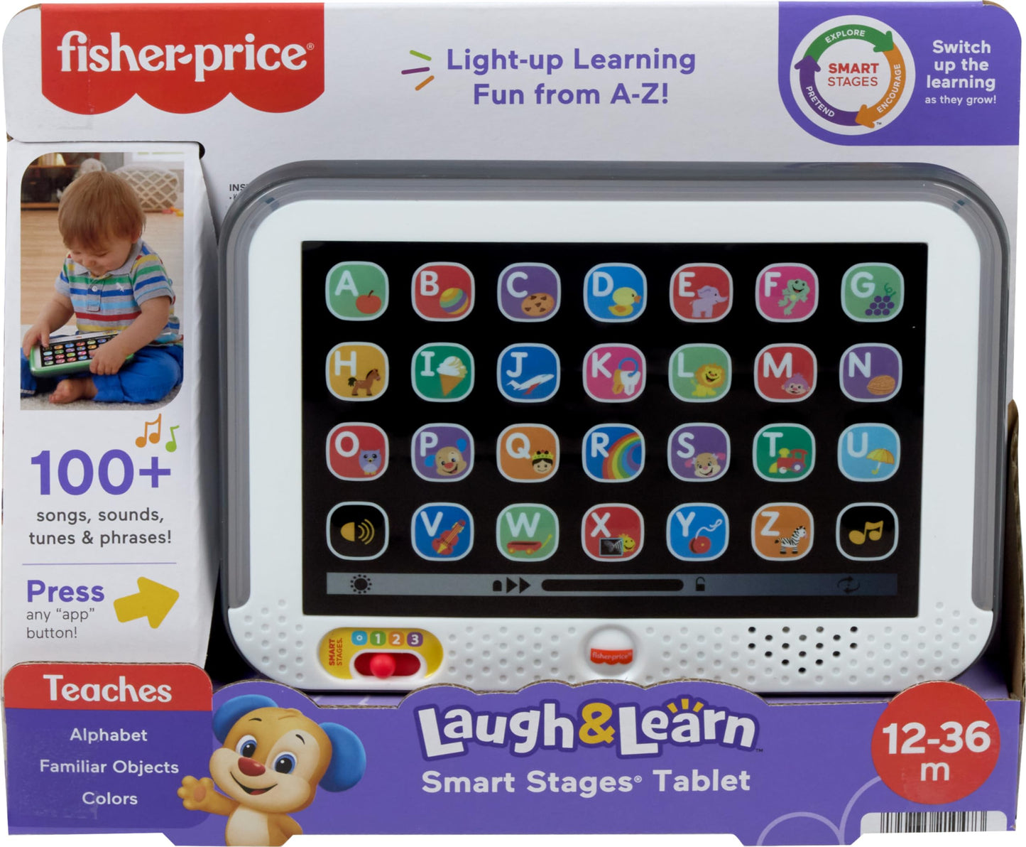 Fisher-Price Toddler Learning Toy Laugh & Learn Smart Stages Tablet Pretend Computer with Music & Lights for Kids Ages 1+ Years