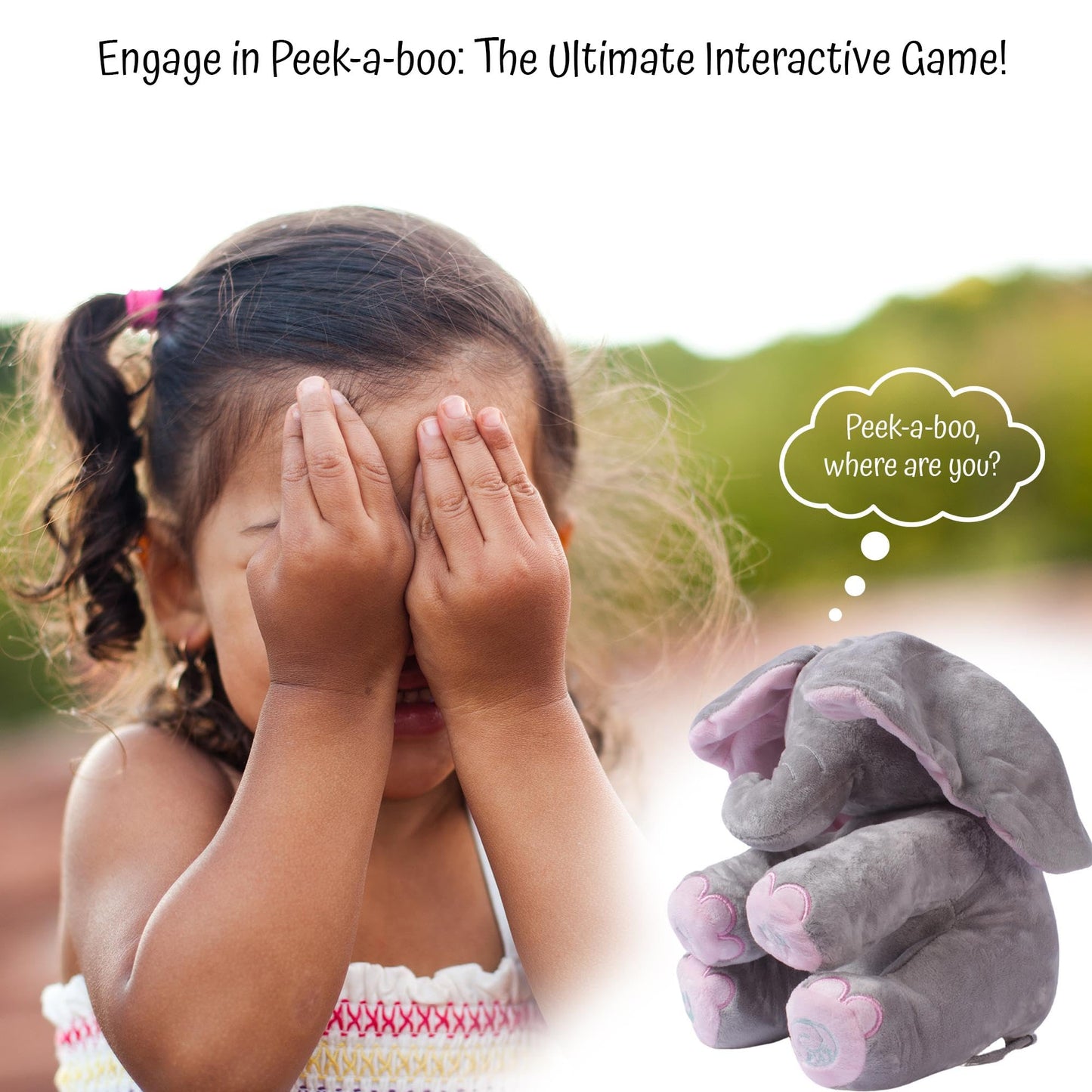 Dimple Kaia Peek A Boo Elephant Toy – Interactive Singing Plush with Flappy Ears, Musical Stuffed Animal for Babies & Toddlers