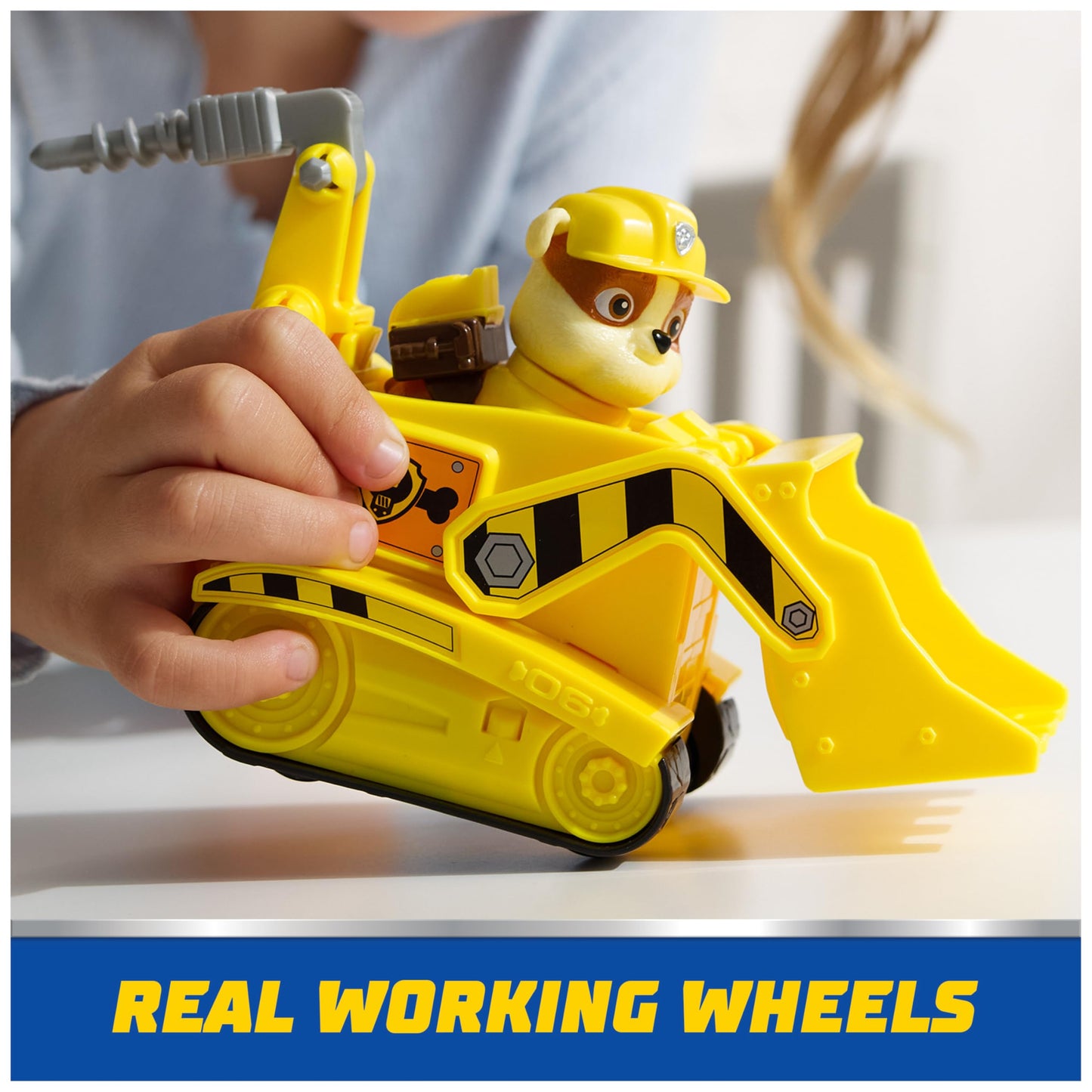 PAW Patrol, Rubble’s Bulldozer Toy Truck with Collectible Action Figure, Sustainably Minded Kids Toys for Boys & Girls Ages 3 and Up
