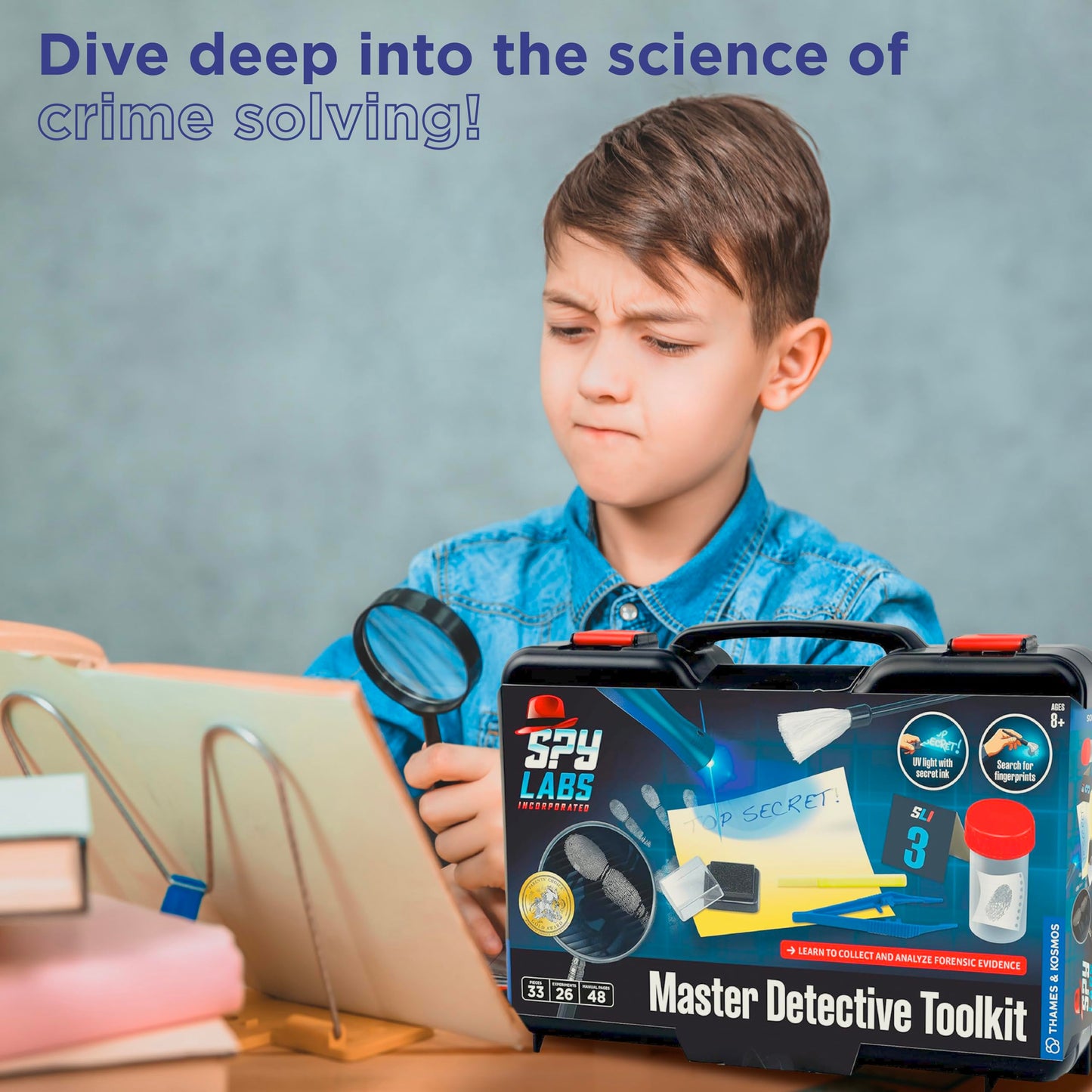Spy Labs Master Detective Toolkit V2 - Forensic Science Kit for Kids | Collect & Analyze Evidence | Fingerprints, Footprints & Tire Tracks | 32-Page Storybook