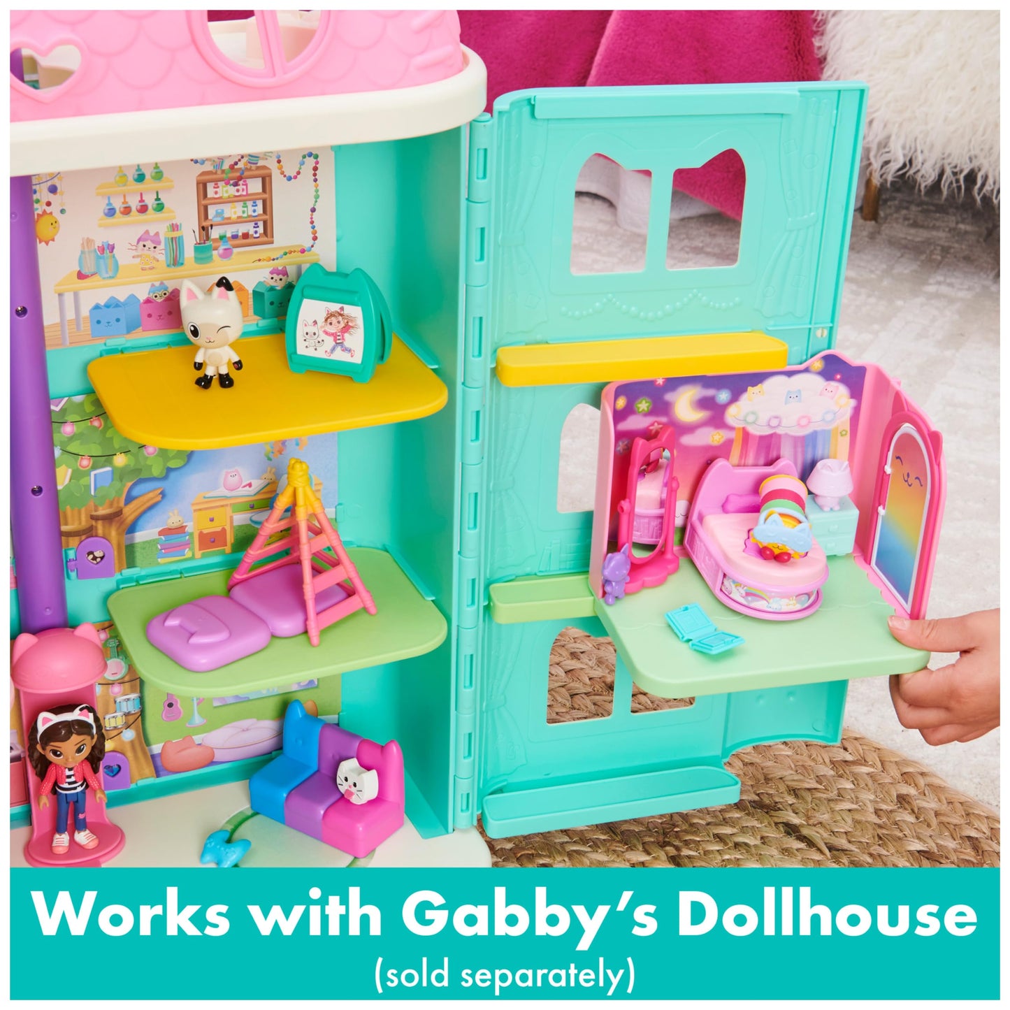 Gabby’s Dollhouse, Sweet Dreams Bedroom with Pillow Cat Figure and 3 Accessories, 3 Furniture and 2 Deliveries, Kids Toys for Ages 3 and up