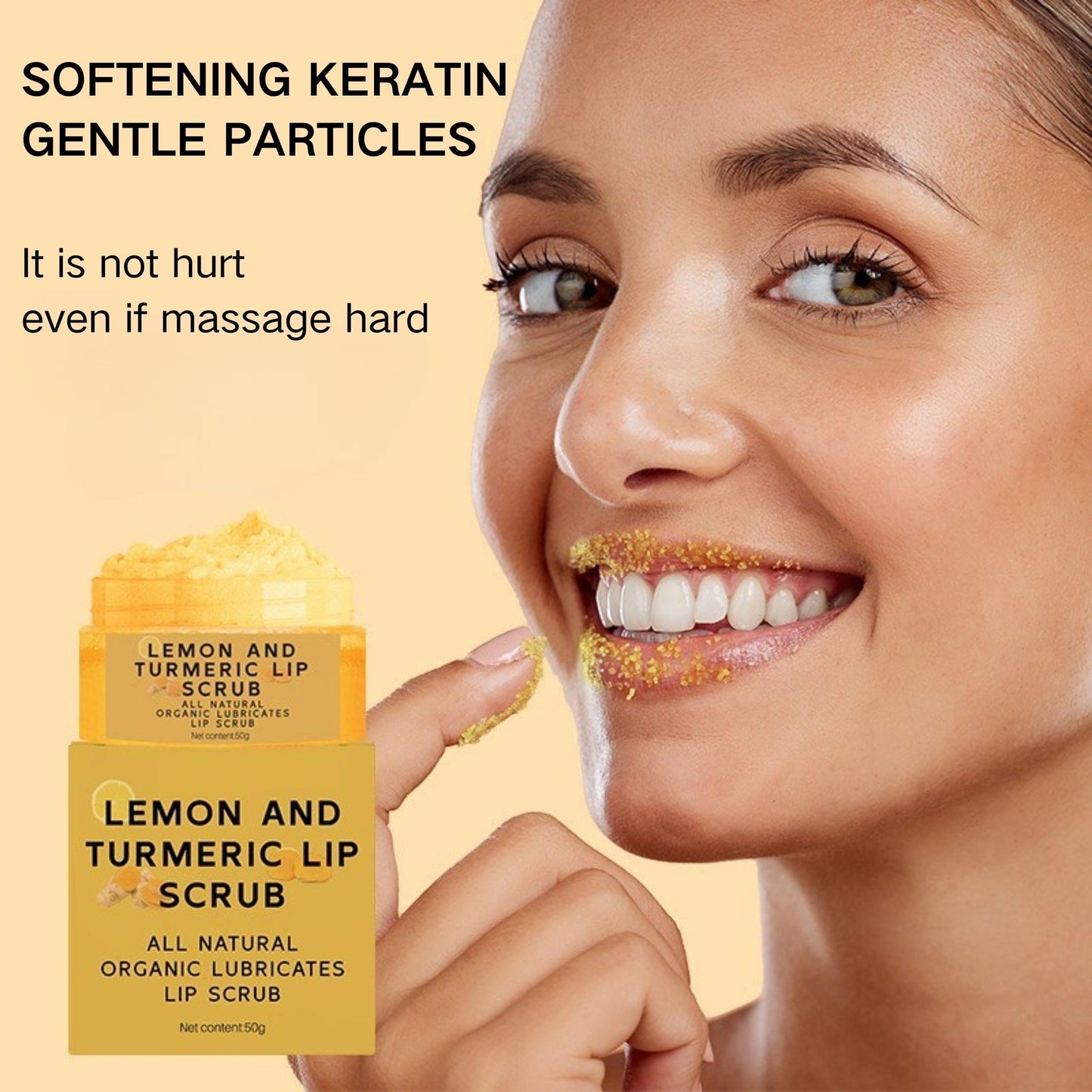 Turmeric Lip Scrub with Lemon – Natural Sugar Exfoliator for Dry, Chapped Lips, Smooths Lines, Hydrates & Nourishes Dark Lips