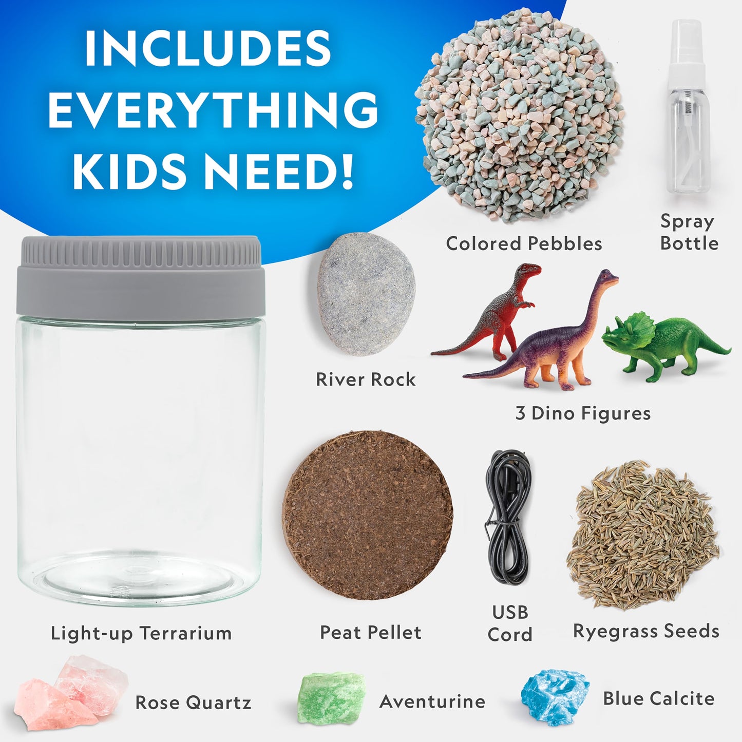 National Geographic Dinosaur Terrarium Kit for Kids – Light-Up Dino Habitat with Real Plants, Science Kit & Dinosaur Toys, Fun STEM Activity