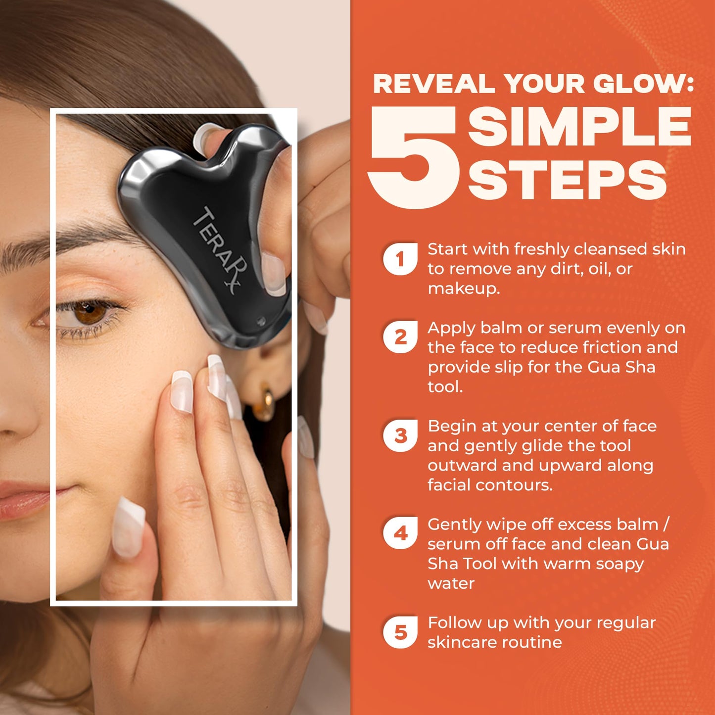 TeraRX Terahertz Gua Sha – 100% Authentic Stone Facial Tool for Lymphatic Drainage, Puffiness Reduction & Facial Tension Relief