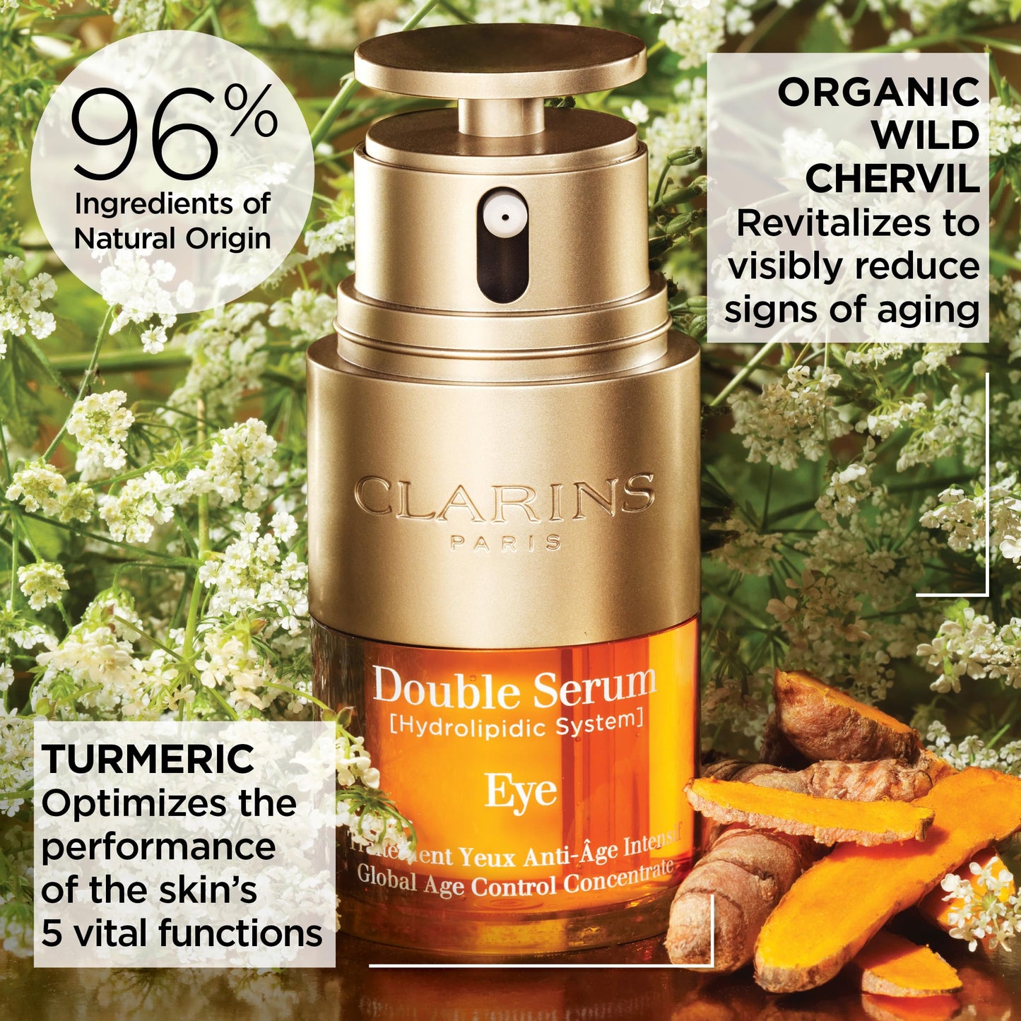 Clarins Double Serum Eye - Anti-Aging Eye Treatment with 13 Plant Extracts, Hydrates, Firms & Revitalizes for Youthful Eyes, 0.6 oz