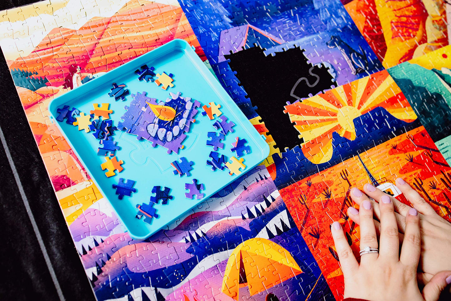 Buffalo Games - Roll-Up Puzzle Mat - Puzzle Saver and Assembly Accessory - Felt Mat - Fits up to 1500 Piece Puzzle - Black