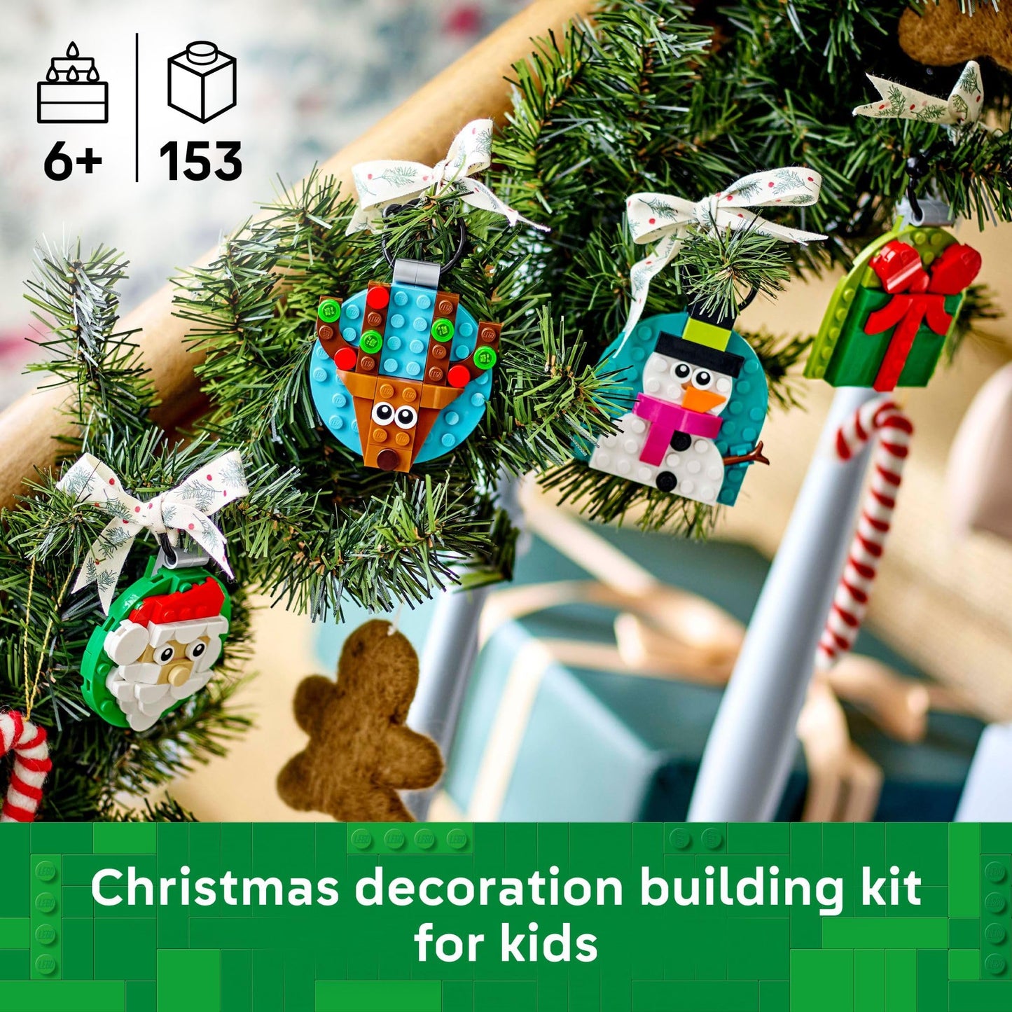 LEGO Christmas Ornament Selection 40744 Building Set – Festive Holiday Craft Kit for Kids & Families, DIY Hanging Tree Decorations, Ages 6+