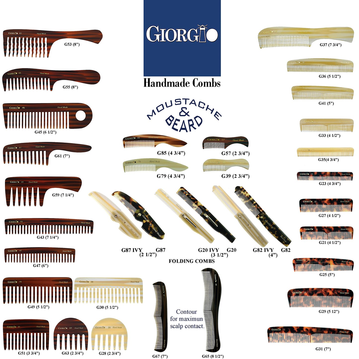 Giorgio G49 Large 5.75" Wide Tooth Detangling Comb for Thick, Curly & Wavy Hair – Handmade Cellulose, Saw-Cut & Polished Tortoise Shell