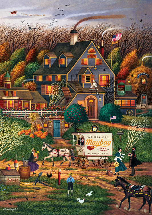Buffalo Games - Charles Wysocki - Secret Passage Inn - 300 Piece Jigsaw Puzzle for Adults -Challenging Puzzle Perfect for Game Nights - Finished Size is 21.25 x 15.00