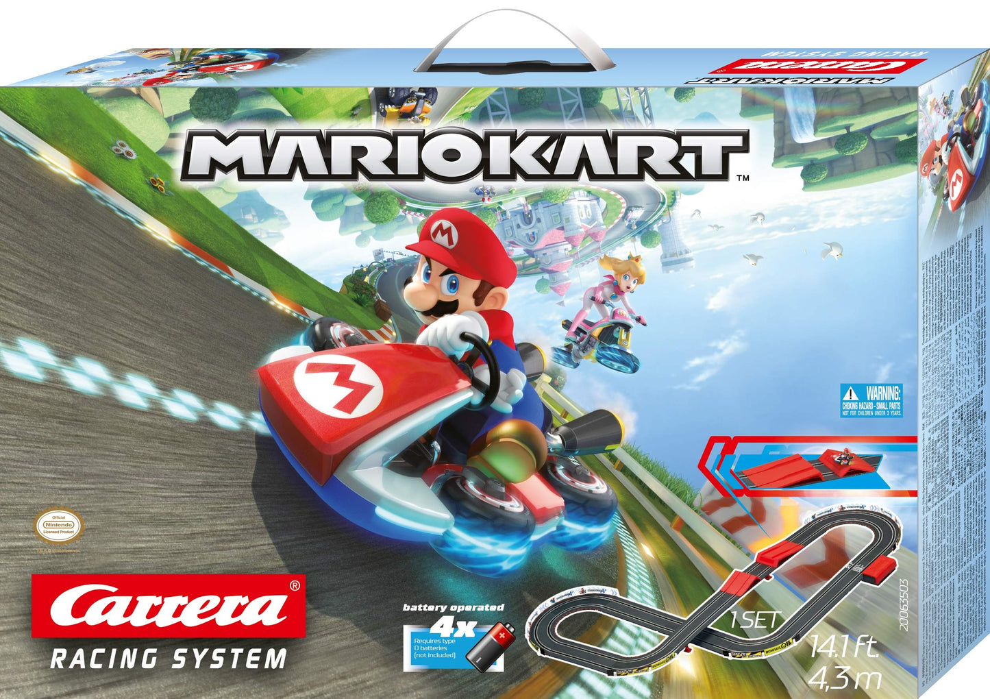 Carrera GO Battery Operated 1:43 Scale Slot Car Racing Toy Track Set with Jump Ramp for Kids Ages 5 Years and Up, Mario Kart