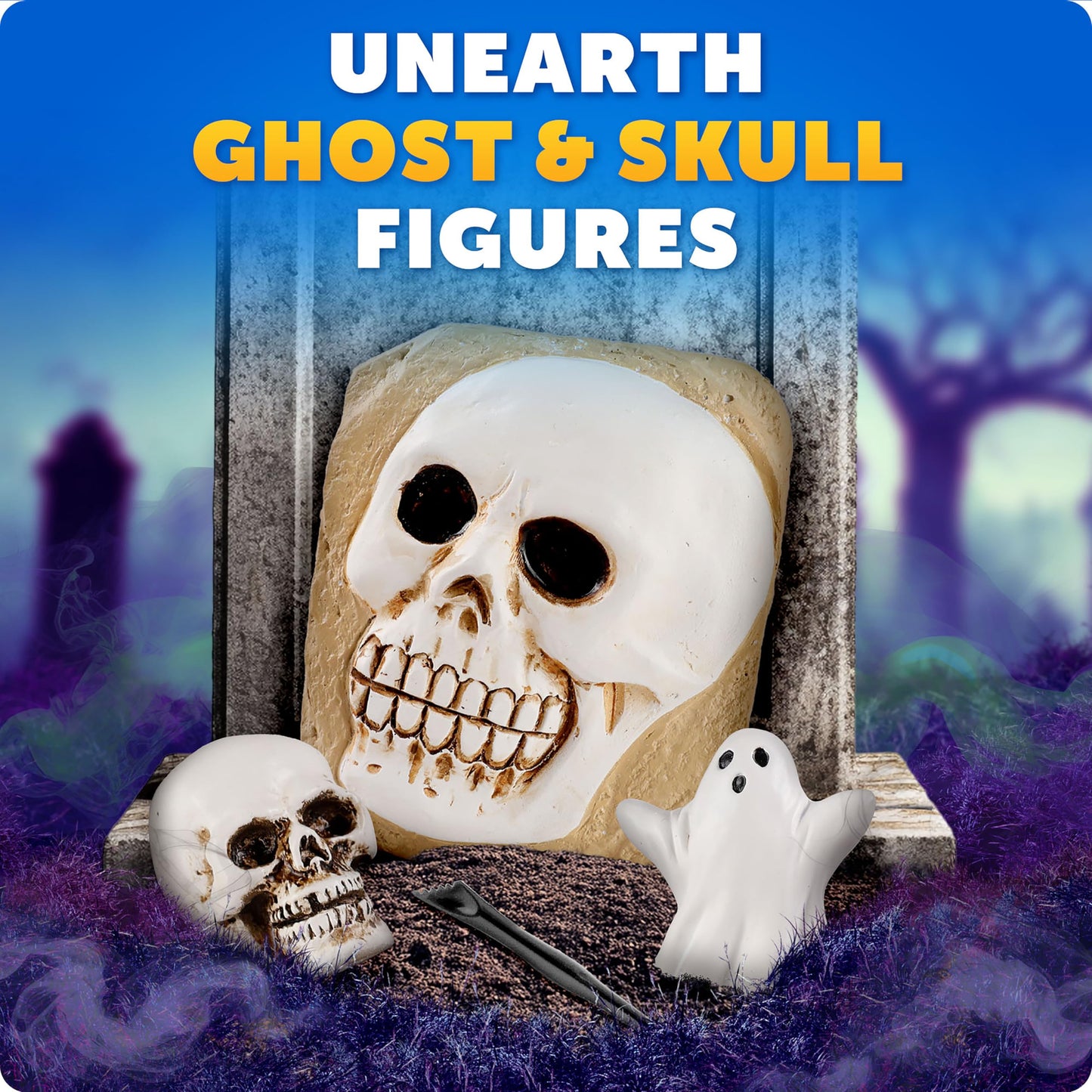 Blue Marble Halloween Dig Kit – Excavation Set with Skull, Pumpkin & Spooky Figures for Kids, Hands-On Activity & Boo Basket Fun