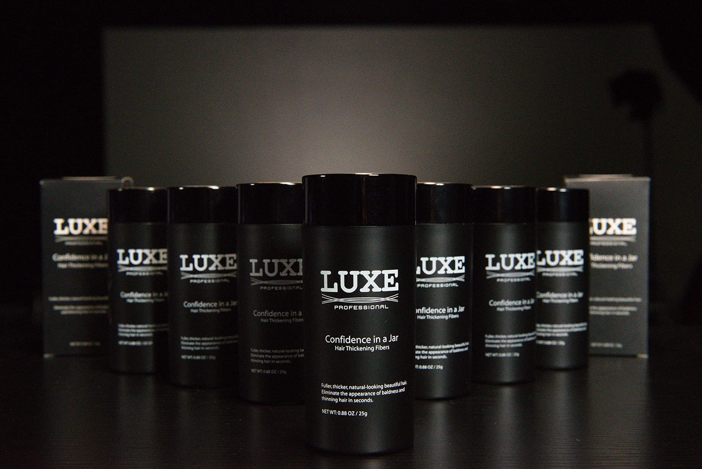 LUXE Hair Building Fibers for Thinning Hair – Dark Brown – Thickening Fibers, Hypoallergenic, Dermatologist Tested, 2+ Month Supply