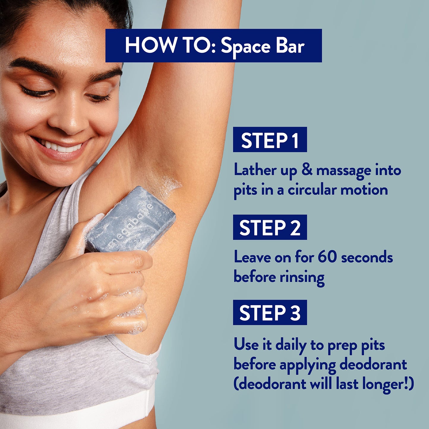 Megababe Underarm Bar Soap - Space Bar | With Detoxifying Charcoal for Odor Control | 4.5 oz