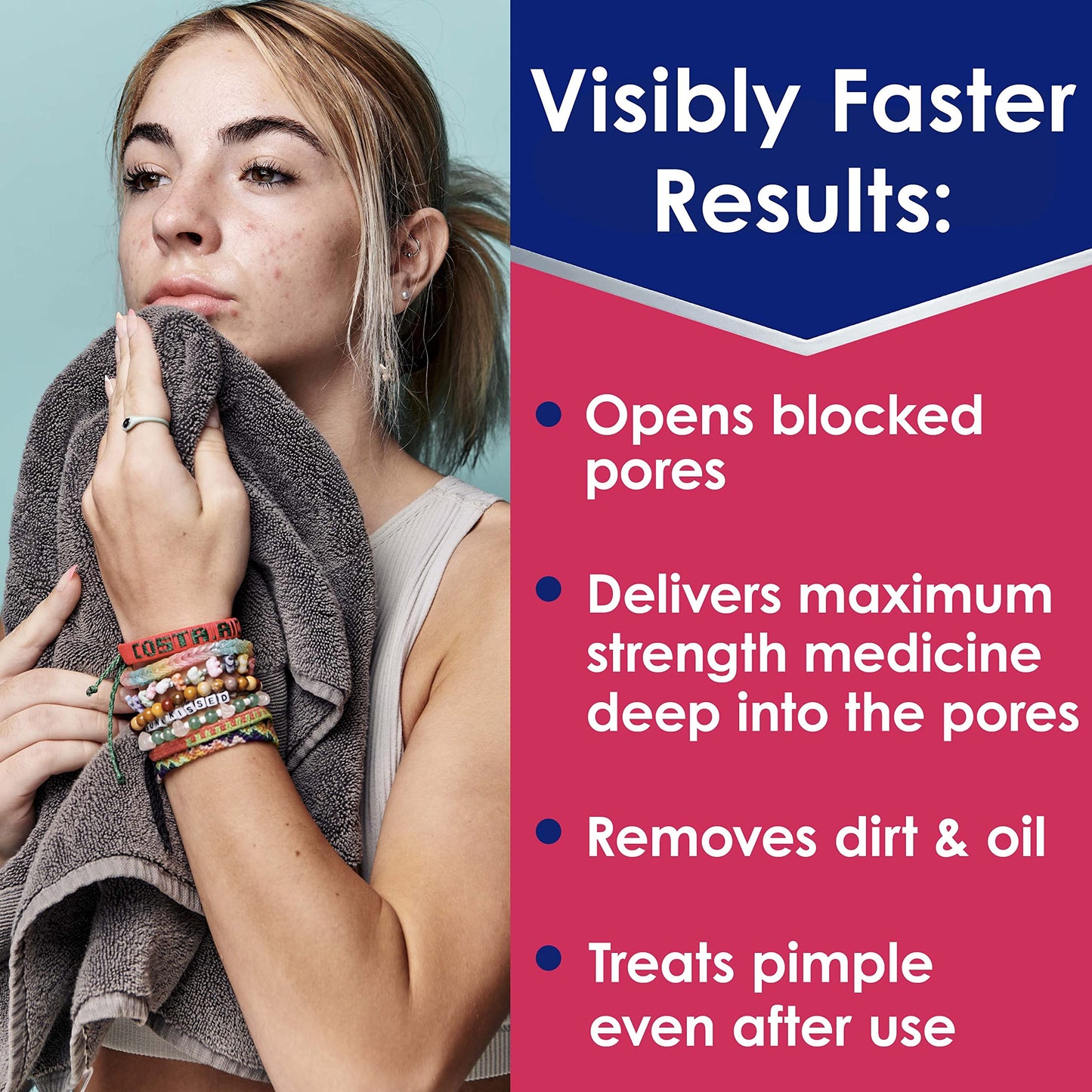 Clearasil Rapid Rescue Deep Treatment Acne Face Pads, Maximum Strenght with 2% Salicylic Acid Acne Treatment Medicine, 90 Count