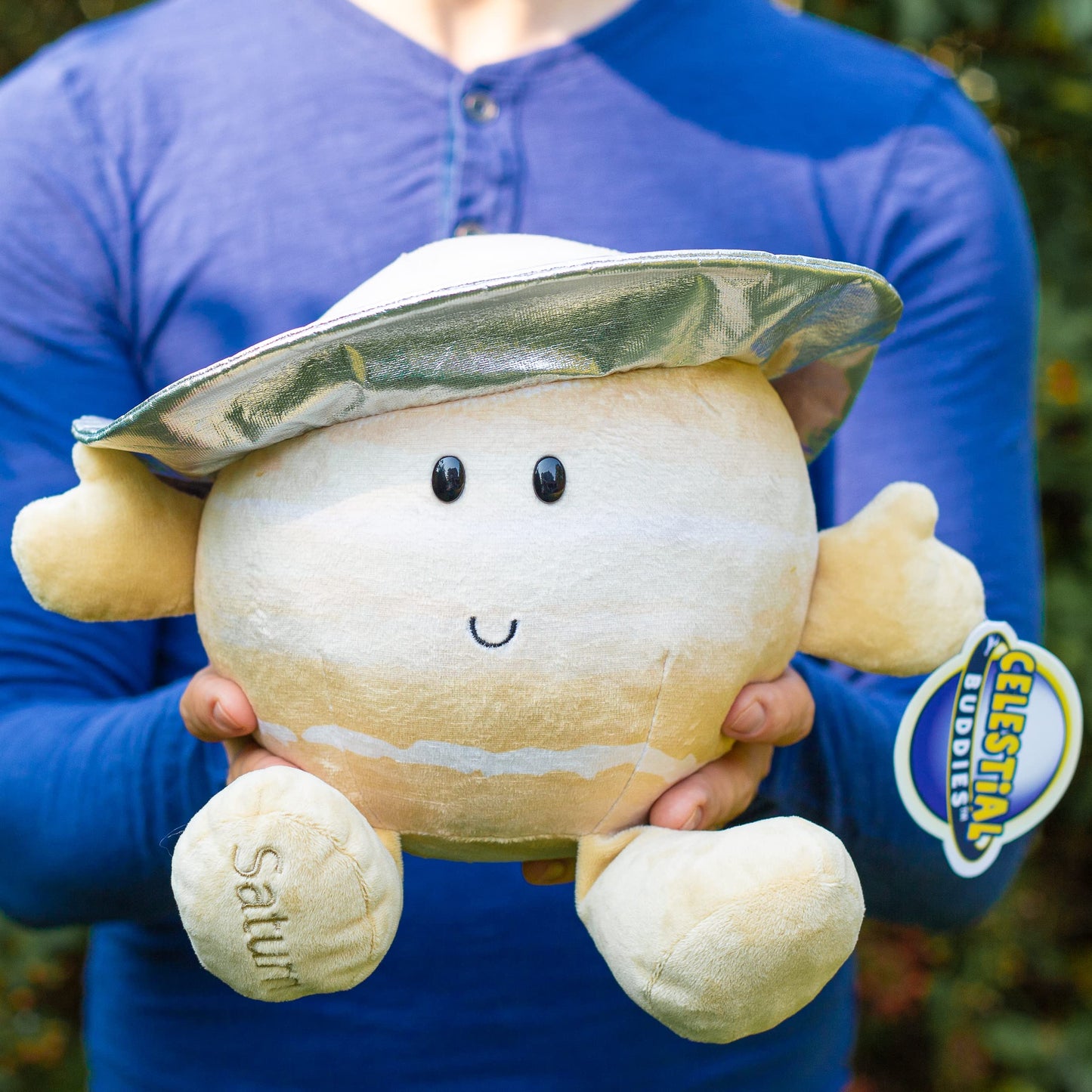 Celestial Buddies Saturn Plush | 10" Soft Stuffed Planet Toy with Fun Facts Tag | STEM Learning Space Gift for Kids & Classrooms