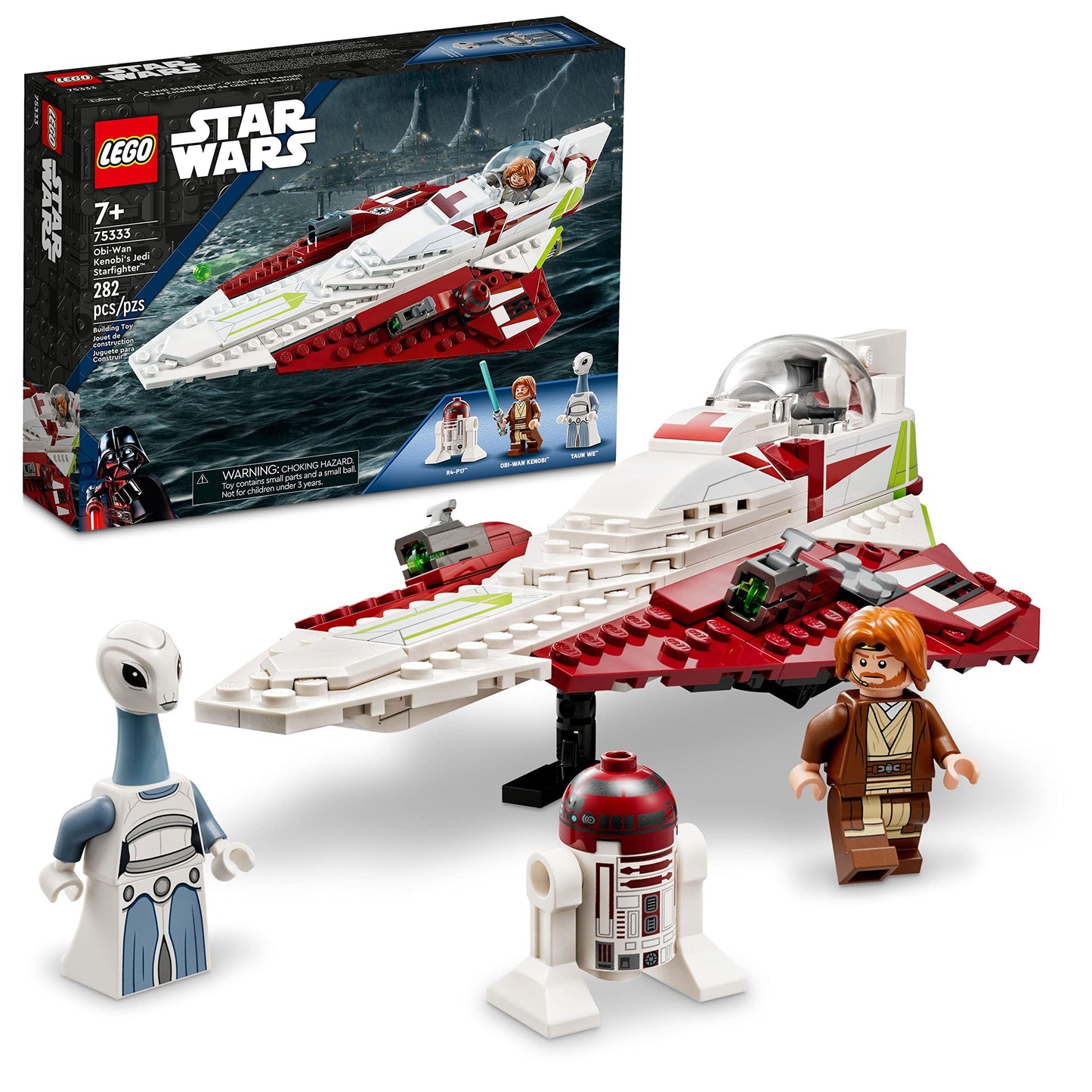LEGO Star Wars Obi-Wan Kenobi Jedi Starfighter 75333 Toy Set with Minifigures, Lightsaber & Clone Starship, Ages 7+, Gift for Kids