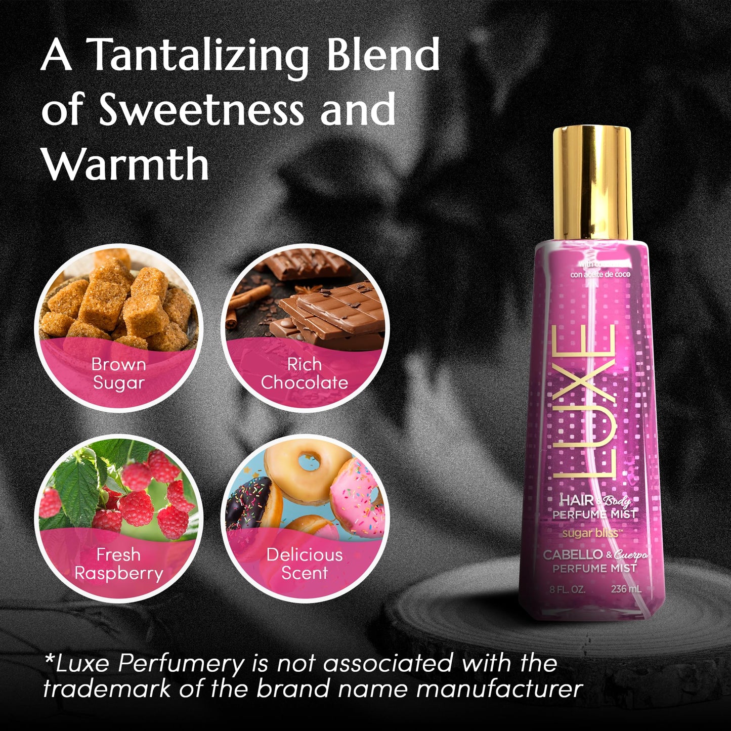 Luxe Perfumery Hair & Body Perfume Mist Sugar Bliss, 8.0 fluid ounce
