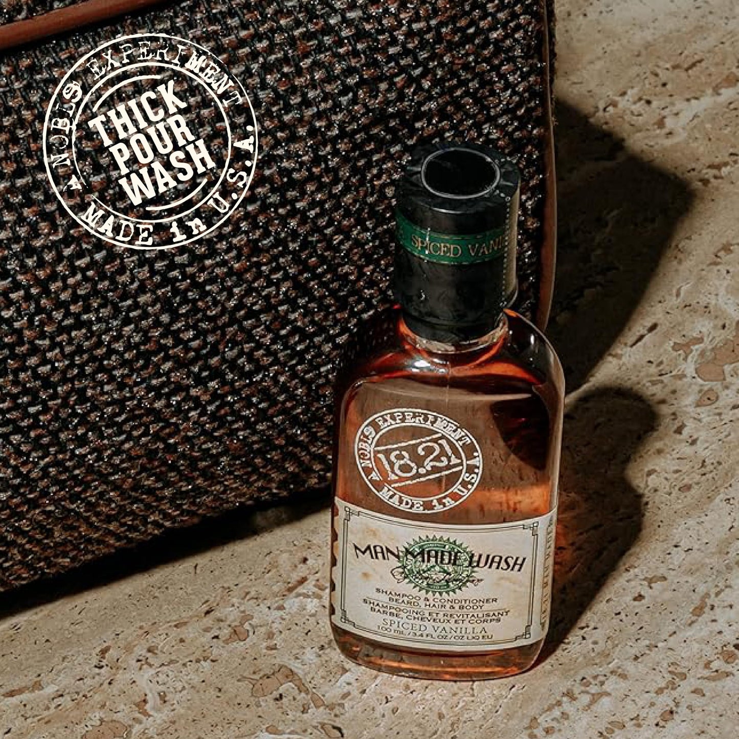 18.21 Man Made 3-in-1 Body Wash, Shampoo & Conditioner for Men | Spiced Vanilla Scent | Strengthens & Moisturizes Hair & Skin | 32 oz