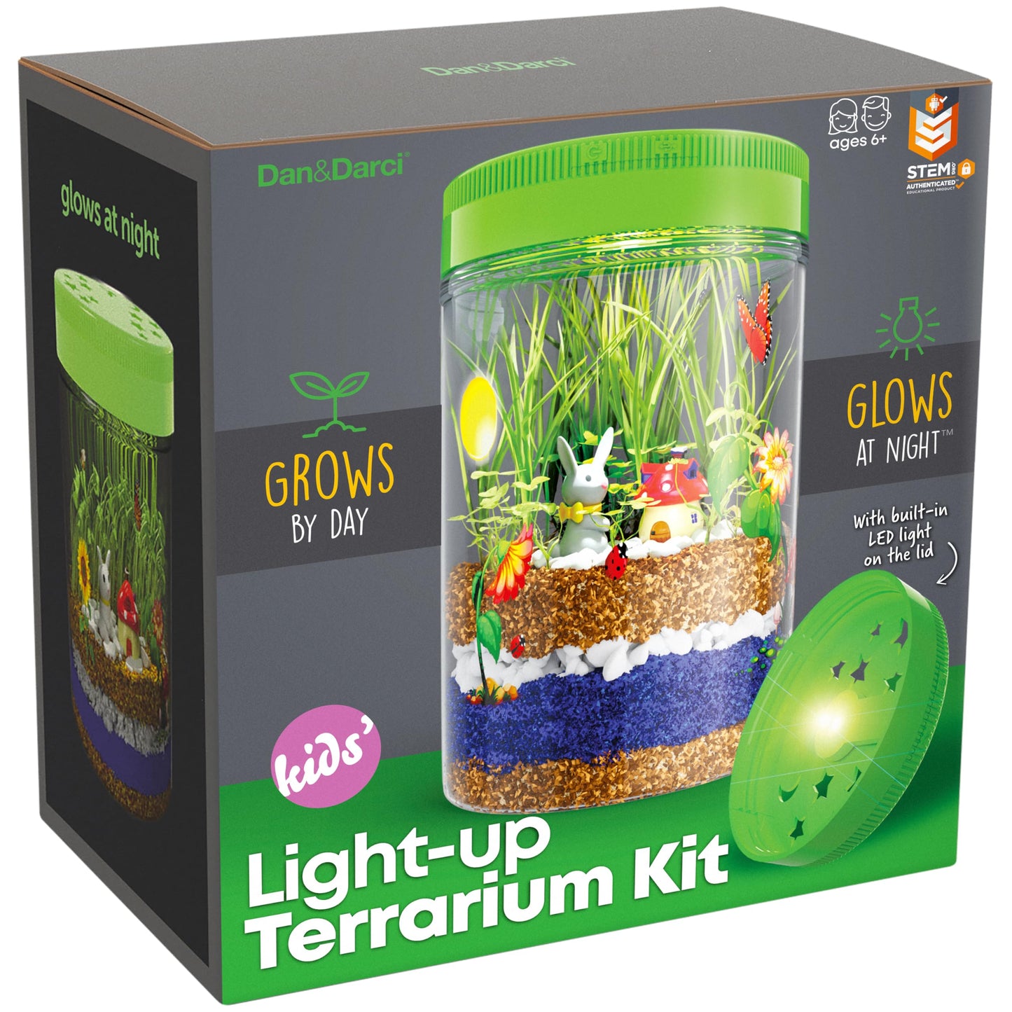 Dan&Darci Light-Up Terrarium Kit for Kids - STEM DIY Science Kit & Educational Toy - Fun Birthday Craft Project for Boys & Girls Ages 6-12
