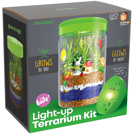 Dan&Darci Light-Up Terrarium Kit for Kids - STEM DIY Science Kit & Educational Toy - Fun Birthday Craft Project for Boys & Girls Ages 6-12