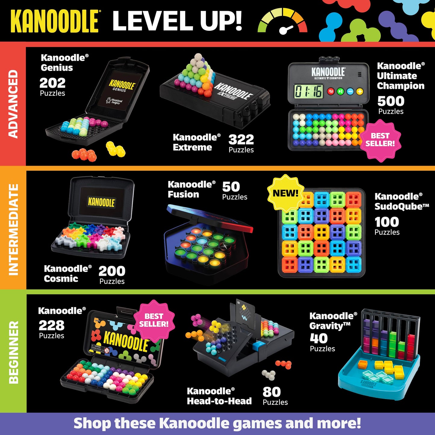 Educational Insights Kanoodle Genius – 3D Puzzle Brain Teaser Game with 200+ Challenges, Fun Gift & Easter Basket Stuffer for Kids Ages 8+