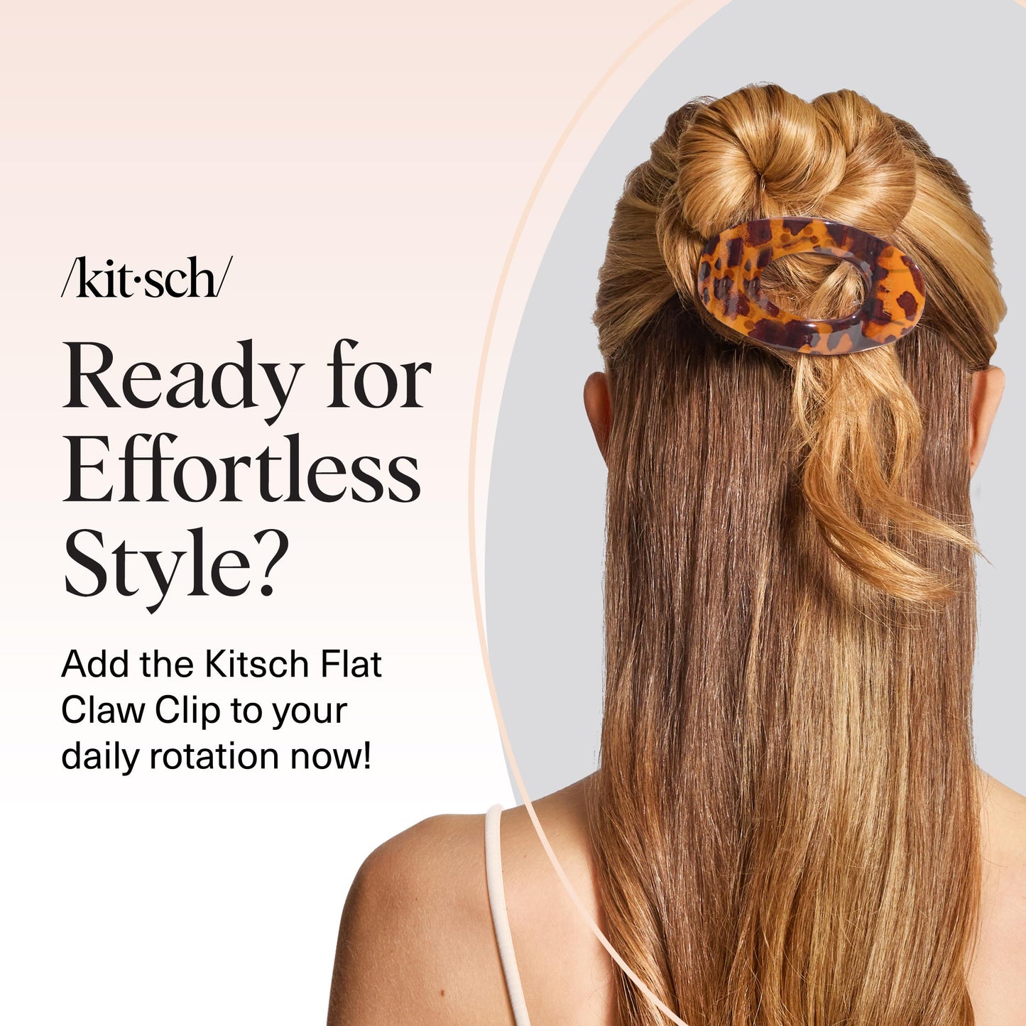 Kitsch Small Flat Claw Clips for Women – Strong Hold Non-Slip Hair Clips for Thick & Fine Hair, Comfortable All-Day Wear, Tortoise Design