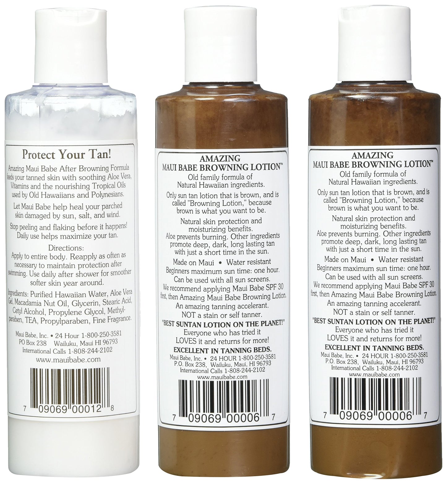 Maui Babe Tanning Pack (2 Browning Lotions 8 oz, 1 After Browning Lotion 8 oz), (Pack of 3)
