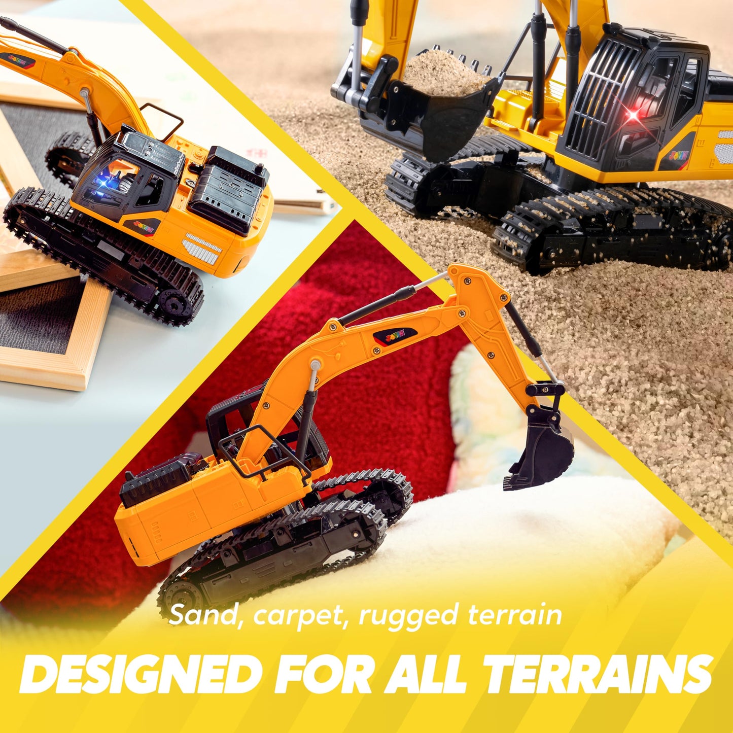 JOYIN 2.4GHz Remote Control Excavator Toy with Lights – RC Construction Vehicle for Boys Ages 3-12, Birthday & Christmas Gift