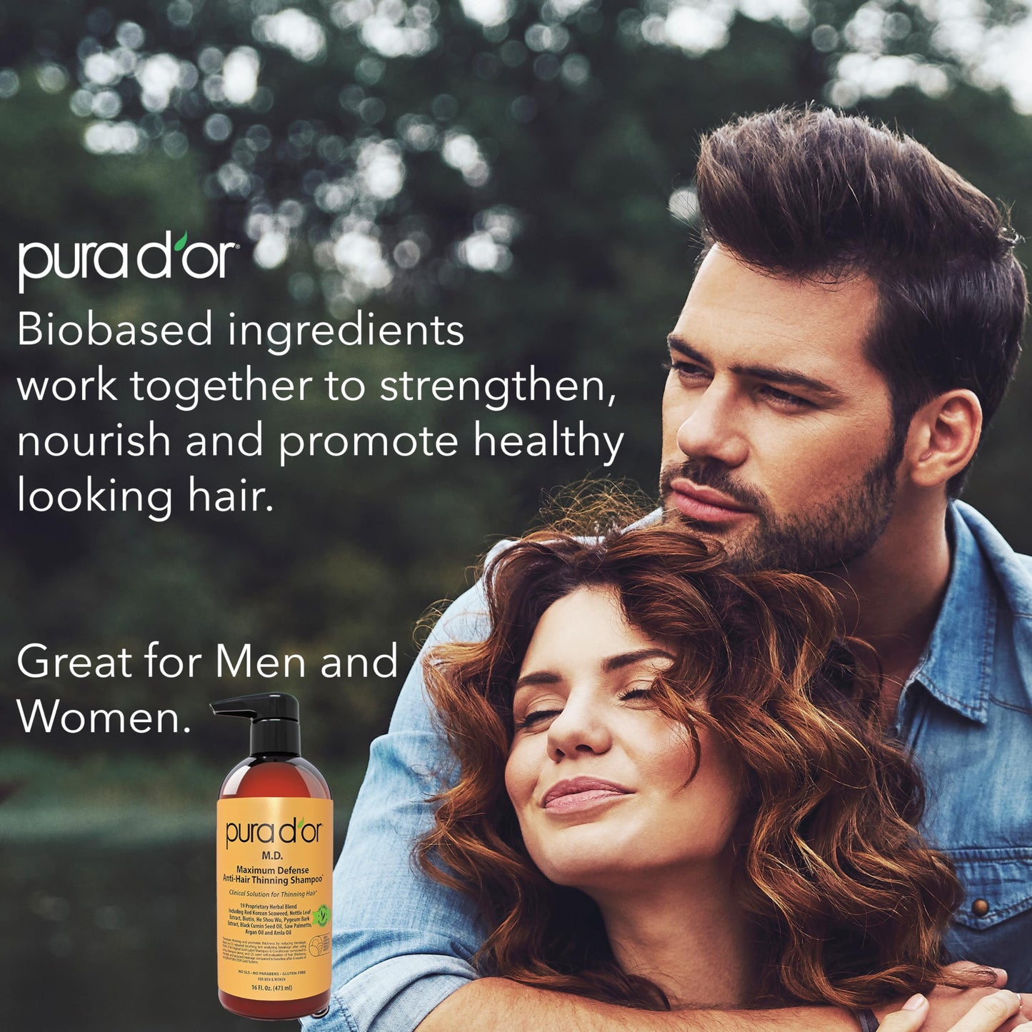 PURA D'OR MD Anti-Hair Thinning Shampoo 16oz – 0.5% Coal Tar, Biotin & Herbal Blend for Dry, Itchy Scalp – Sulfate-Free for Men & Women