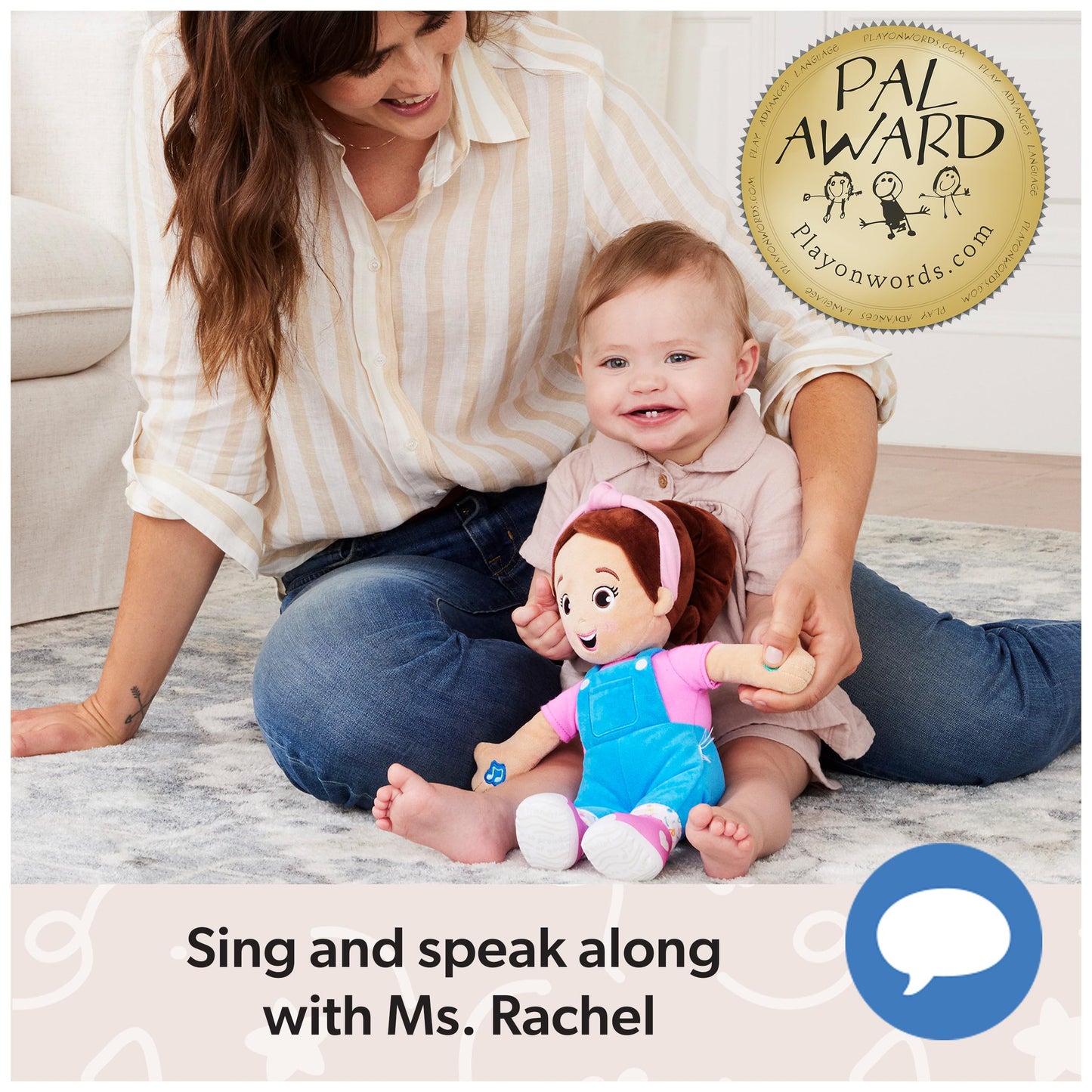 Ms. Rachel Speak & Sing Doll 16” Tall Interactive Toy with 4 Songs & 16+ Phrases, Toddler Toys for Girls & Boys Ages 6 Months to 3+ Years