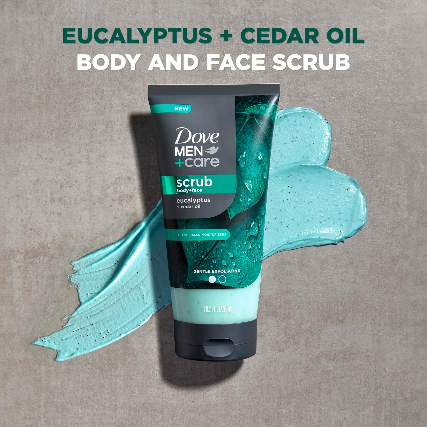 Dove Men+Care Eucalyptus Body & Face Scrub – Deeply Exfoliating, Hydrating & Nourishing, 100% Gentle, No Sulfates or Parabens, 9 oz