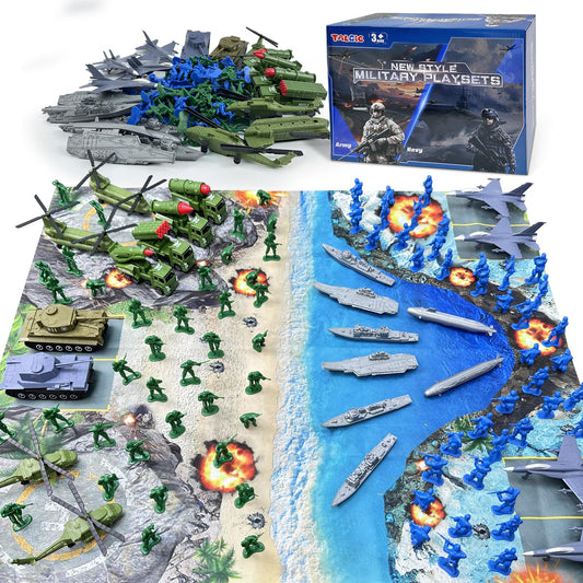 TALGIC Army Men Playset - Large Military Toy Set with Action Figures, Battle Mat, Weapons & Gear Accessories for Boys 4-12