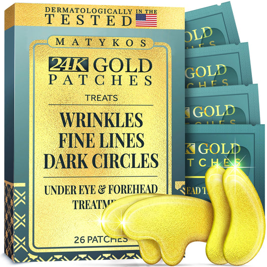 Forehead & Under Eye Wrinkle Patches – Collagen, Hyaluronic Acid & Vitamin A, Line Remover Skin Pads, 26 Golden Sachets